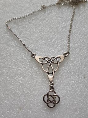 Hand Crafted Silver Celtic Knot Drop Necklace
